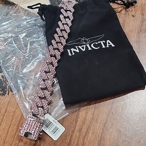 Invicta Elements Men's Ultra Iced Out Cuban Link Chain Bracelet 8in Silver NWT